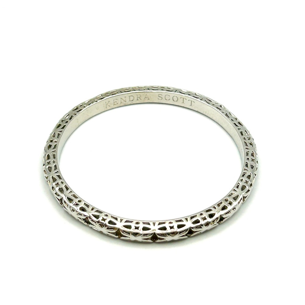 Kendra Scott Silver Tone Filigree Bangle Bracelet 8” EUC